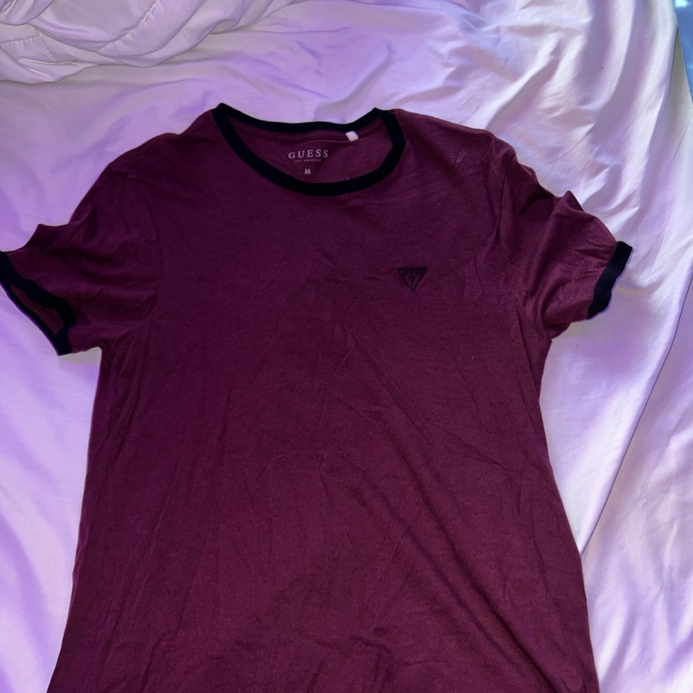 Guess Maroon Tee with Black Accents